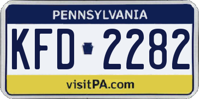 PA license plate KFD2282
