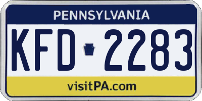 PA license plate KFD2283