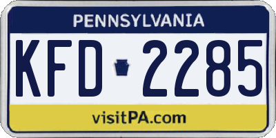 PA license plate KFD2285