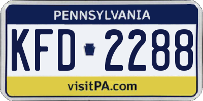 PA license plate KFD2288