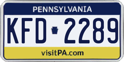 PA license plate KFD2289