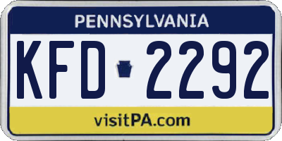 PA license plate KFD2292