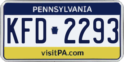 PA license plate KFD2293