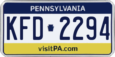 PA license plate KFD2294