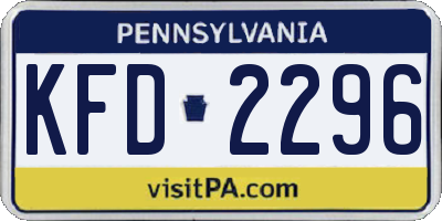 PA license plate KFD2296