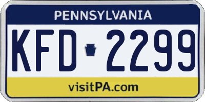 PA license plate KFD2299