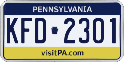 PA license plate KFD2301