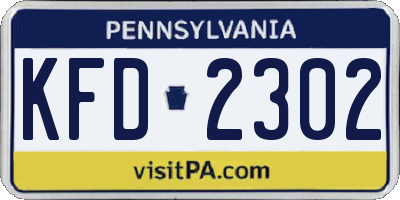 PA license plate KFD2302