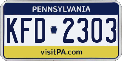 PA license plate KFD2303