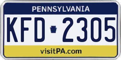 PA license plate KFD2305