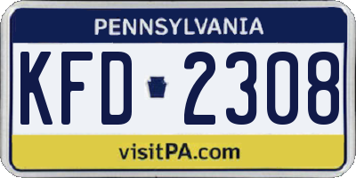 PA license plate KFD2308