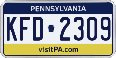 PA license plate KFD2309