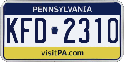 PA license plate KFD2310
