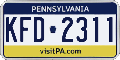 PA license plate KFD2311