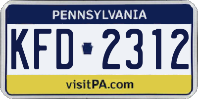 PA license plate KFD2312