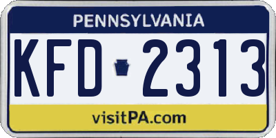 PA license plate KFD2313