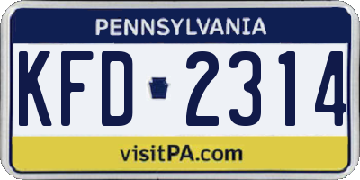 PA license plate KFD2314