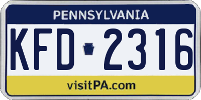 PA license plate KFD2316