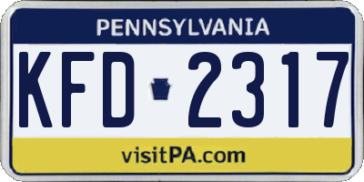 PA license plate KFD2317
