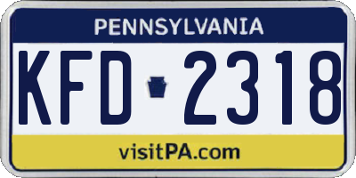 PA license plate KFD2318