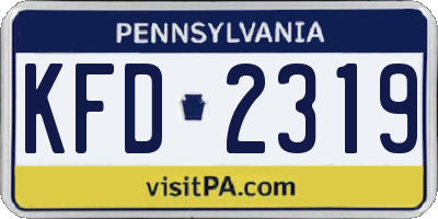 PA license plate KFD2319