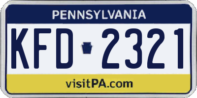 PA license plate KFD2321