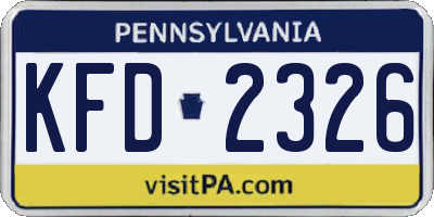 PA license plate KFD2326