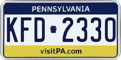 PA license plate KFD2330