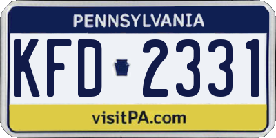 PA license plate KFD2331