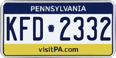 PA license plate KFD2332