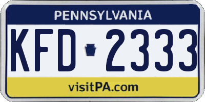 PA license plate KFD2333