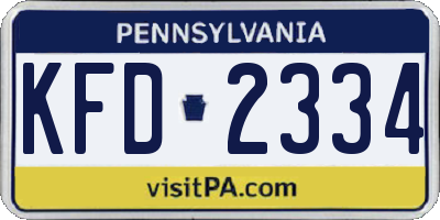 PA license plate KFD2334