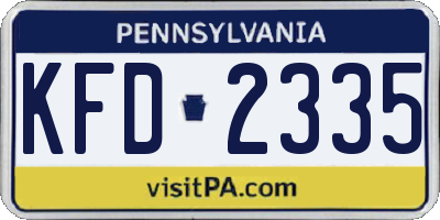 PA license plate KFD2335