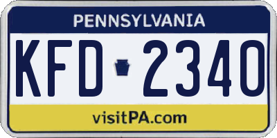 PA license plate KFD2340