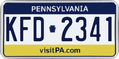 PA license plate KFD2341