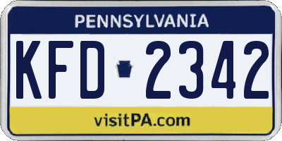 PA license plate KFD2342