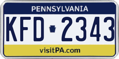 PA license plate KFD2343