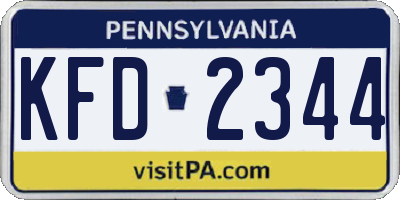PA license plate KFD2344