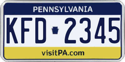 PA license plate KFD2345