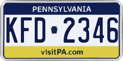 PA license plate KFD2346