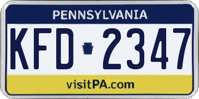 PA license plate KFD2347