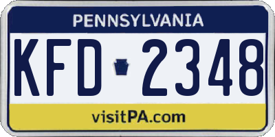 PA license plate KFD2348