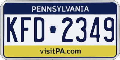PA license plate KFD2349
