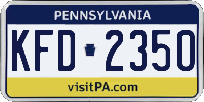 PA license plate KFD2350