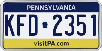 PA license plate KFD2351