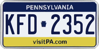 PA license plate KFD2352