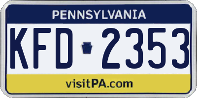 PA license plate KFD2353