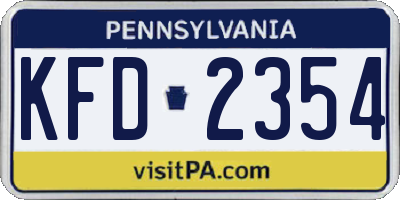 PA license plate KFD2354