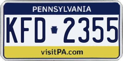 PA license plate KFD2355