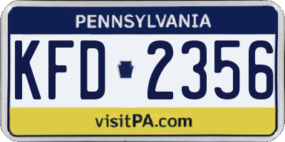PA license plate KFD2356